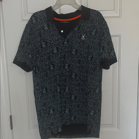 Psycho Bunny dark blue- with blue Patterned Polo - Picture 3 of 4